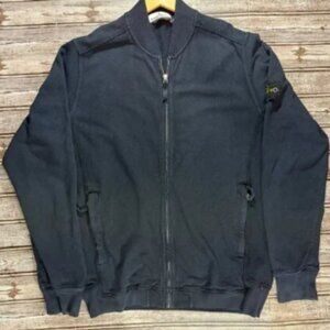 Stone Island Full Zip Bomber Fleece Cotton Jacket sz XL color navy